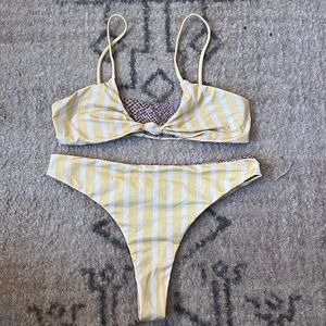 Acacia Swimwear Yellow and White Striped Bikini